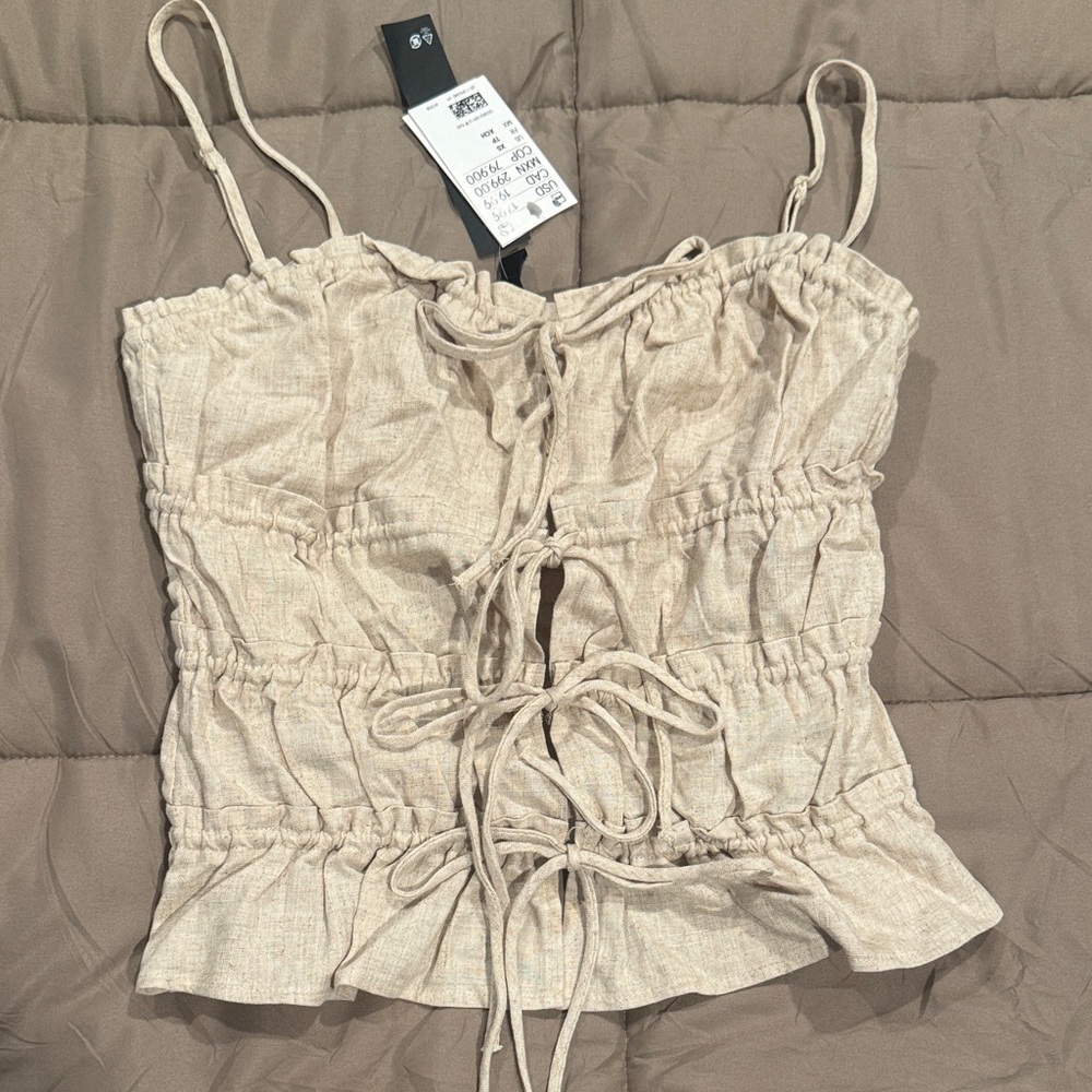 H&M Beige Tie-Front Cami Top